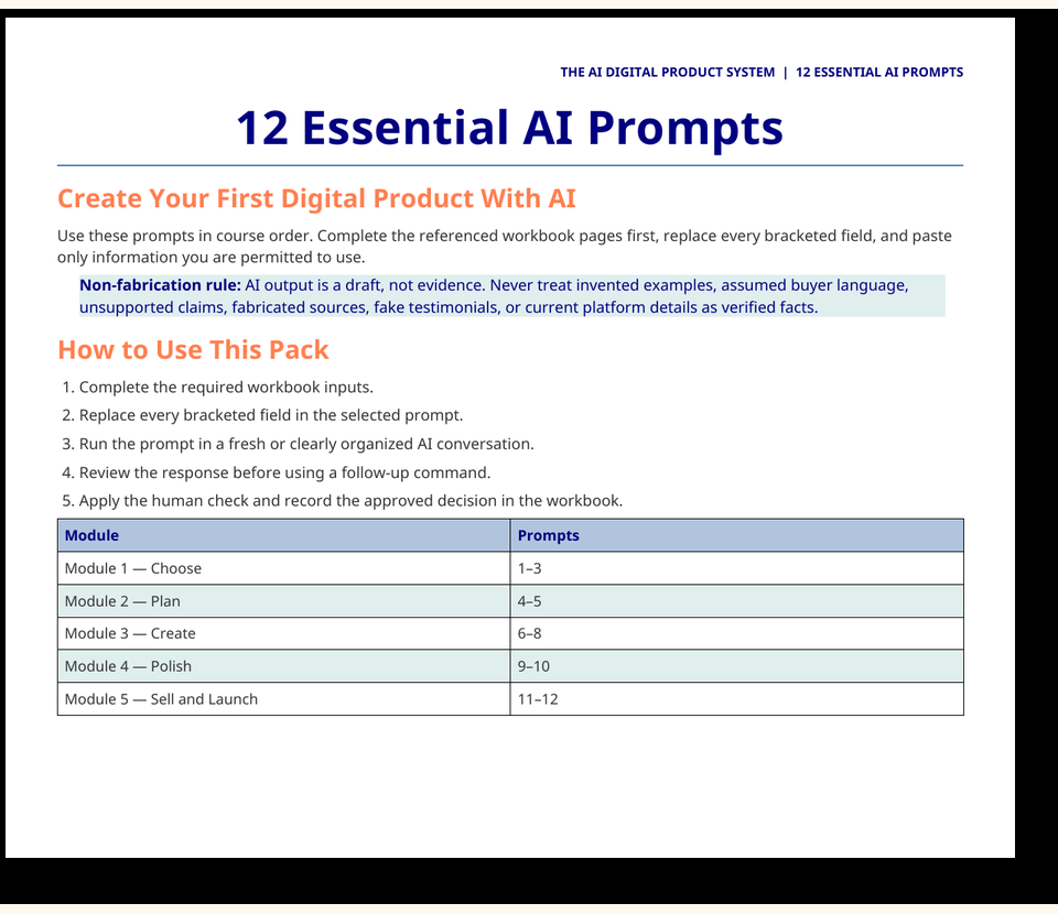 Preview of the 12 Essential AI Prompts